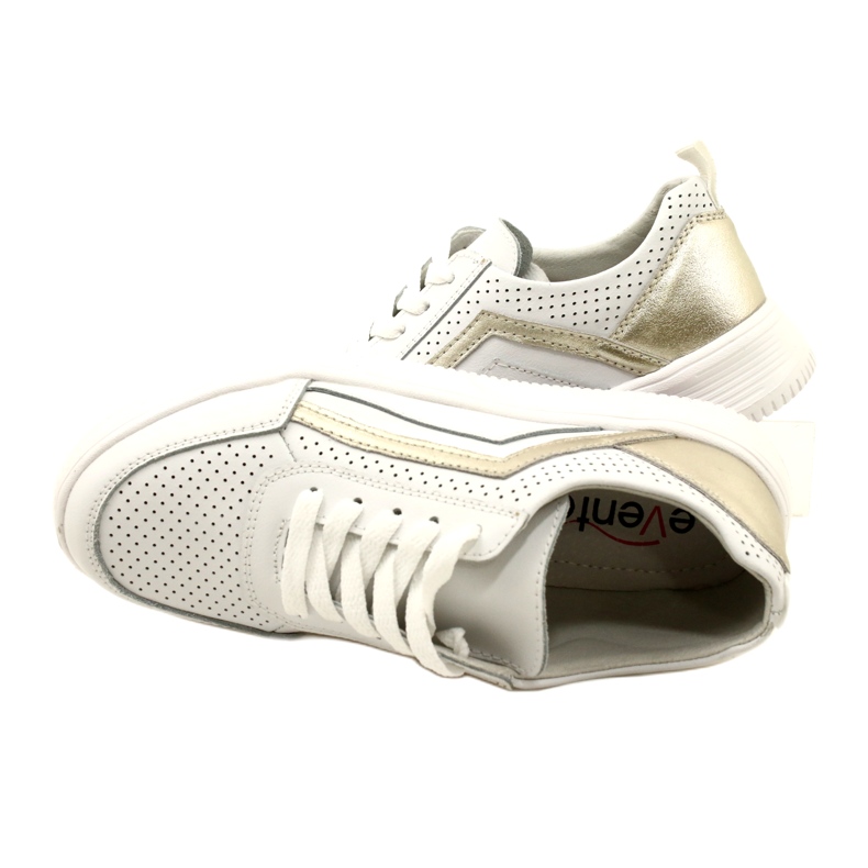 Sneakers de cuero con cordones en blanco y dorado Evento 23PB08-5389 6