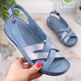 Sandalias mujer planas piel azul T.Sokolski L22-521 2