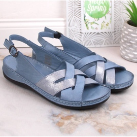 Sandalias mujer planas piel azul T.Sokolski L22-521 3