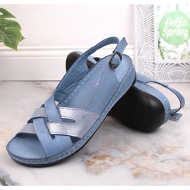 Sandalias mujer planas piel azul T.Sokolski L22-521 4