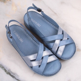 Sandalias mujer planas piel azul T.Sokolski L22-521 5