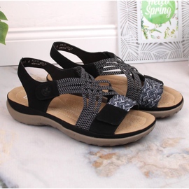 Sandalias mujer cómodas negras con velcro Rieker 64889-00 negro 4