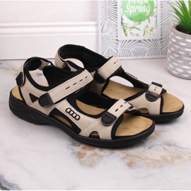 Cómodas sandalias deportivas mujer con velcro beige Rieker 64582-60 12