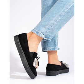 Shelovet slip-on ante negro con flecos slip-on 2
