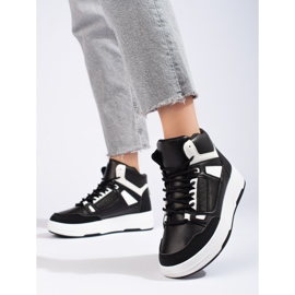 Zapatillas altas negras y blancas de Shelovet negro 3