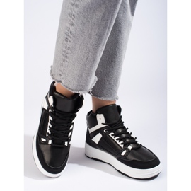 Zapatillas altas negras y blancas de Shelovet negro 1