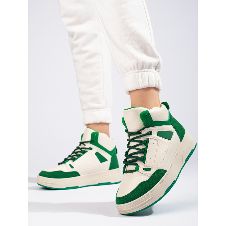Zapatillas altas blancas y verdes de Shelovet blanco 1