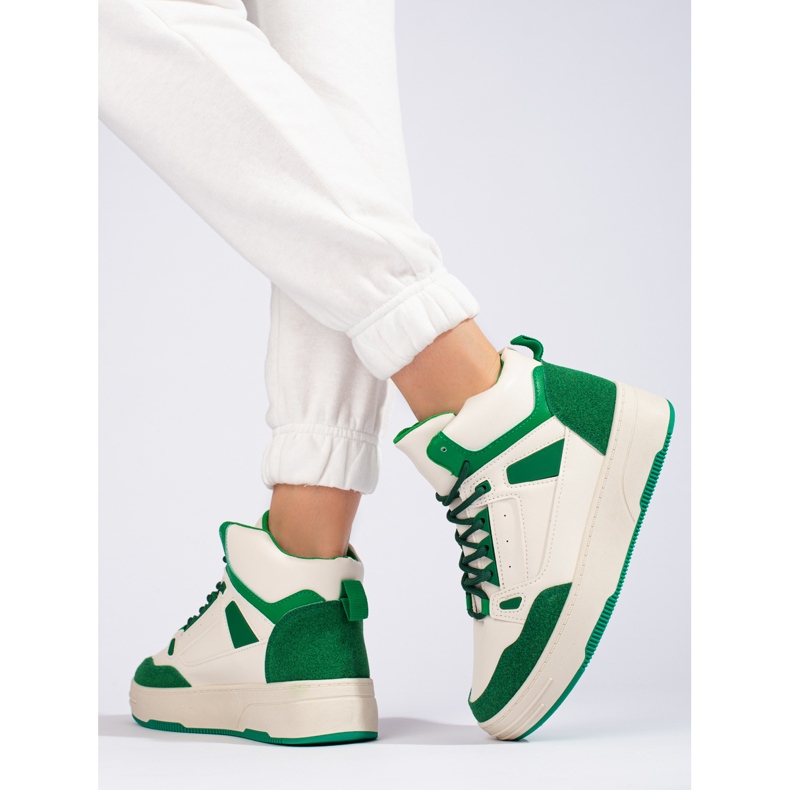 Zapatillas altas blancas y verdes de Shelovet blanco 2