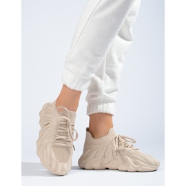 Deportivas de mujer Shelovet de tejido beige 3