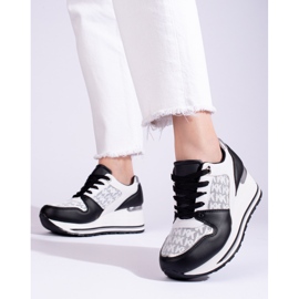 Deportivas cuña mujer Shelovet en blanco y negro 1