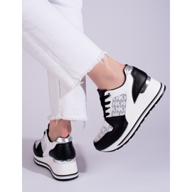 Deportivas cuña mujer Shelovet en blanco y negro 3