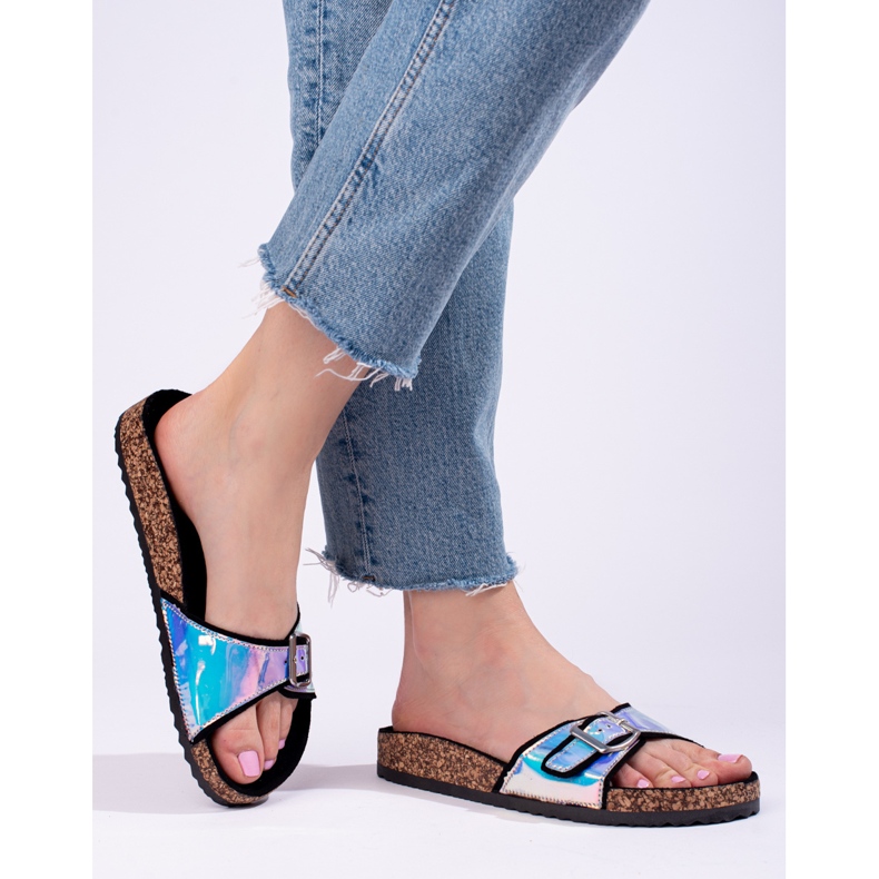 Chanclas de corcho holográficas negras Shelovet negro 1