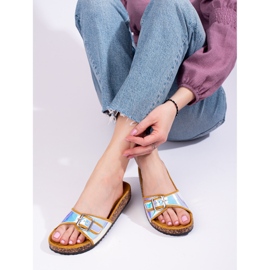 Chanclas de corcho holográficas amarillas Shelovet amarillo 1