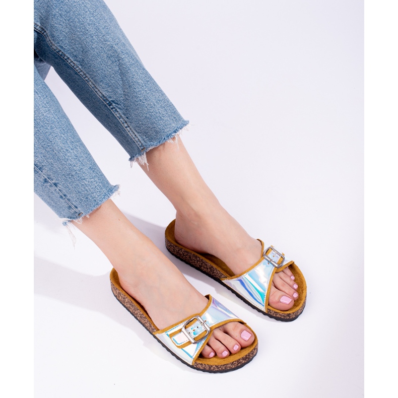 Chanclas de corcho holográficas amarillas Shelovet amarillo 2