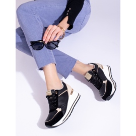 Zapatillas negras con cuña de Shelovet negro 3