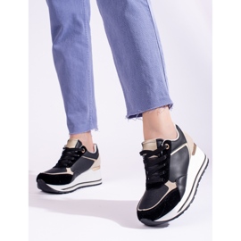 Zapatillas negras con cuña de Shelovet negro 2