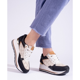 Deportivas mujer cuña Shelovet negro y beige 1