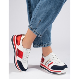Zapatillas Shelovet Suela Gruesa Blanco y Azul Marino 1