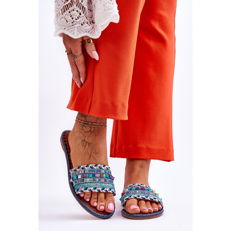 Pantuflas de mujer con adornos azules Bellisa 1