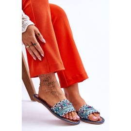 Pantuflas de mujer con adornos azules Bellisa 3
