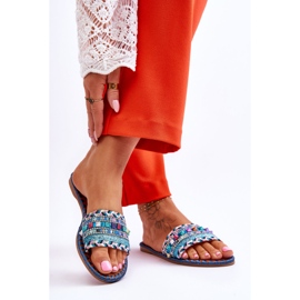 Pantuflas de mujer con adornos azules Bellisa 4