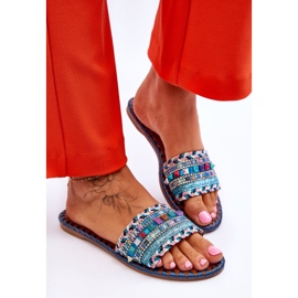 Pantuflas de mujer con adornos azules Bellisa 5