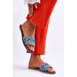 Pantuflas de mujer con adornos azules Bellisa 6