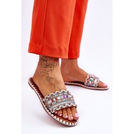 Sandalias Adornadas Mujer Blanco Bellisa plata 3