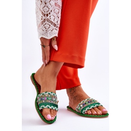 Pantuflas de Mujer Bellisa Verde Adornada 2