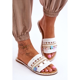 Pantuflas Adornos Trenzados Mujer Blanco Millano 3