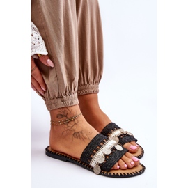 Pantuflas Adornos Trenzados Mujer Negro Millano 3