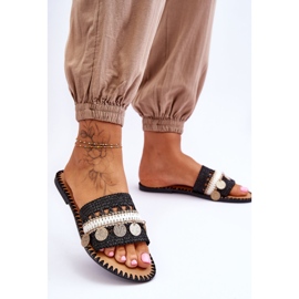 Pantuflas Adornos Trenzados Mujer Negro Millano 5