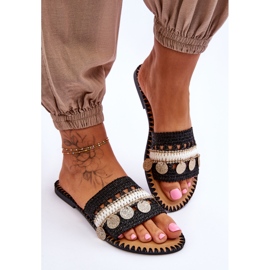 Pantuflas Adornos Trenzados Mujer Negro Millano 6