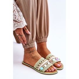 PS1 Pantuflas Adornos Trenzados Mujer Verde Millano 6