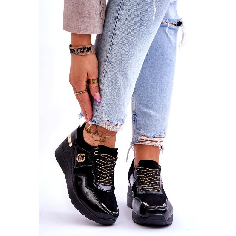 S.Barski Deportivas Mujer Piel Cuña Negras Rebeca negro 1