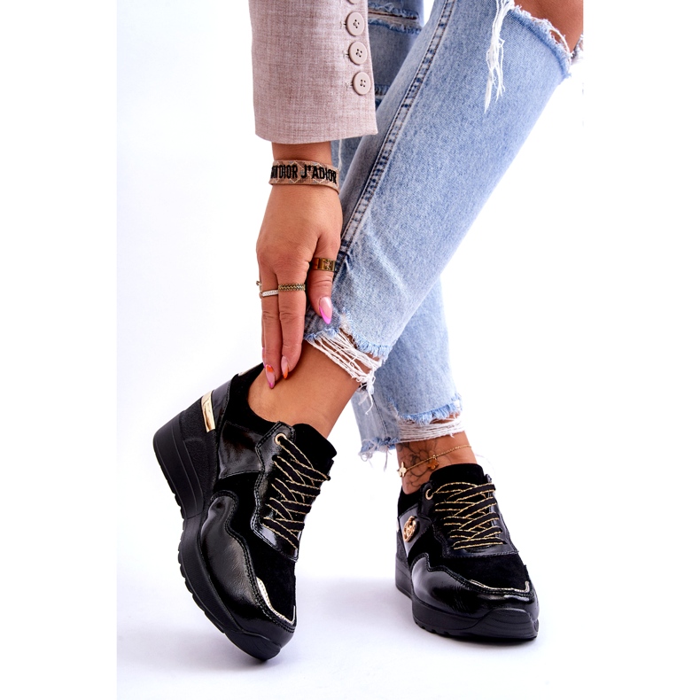 S.Barski Deportivas Mujer Piel Cuña Negras Rebeca negro 2