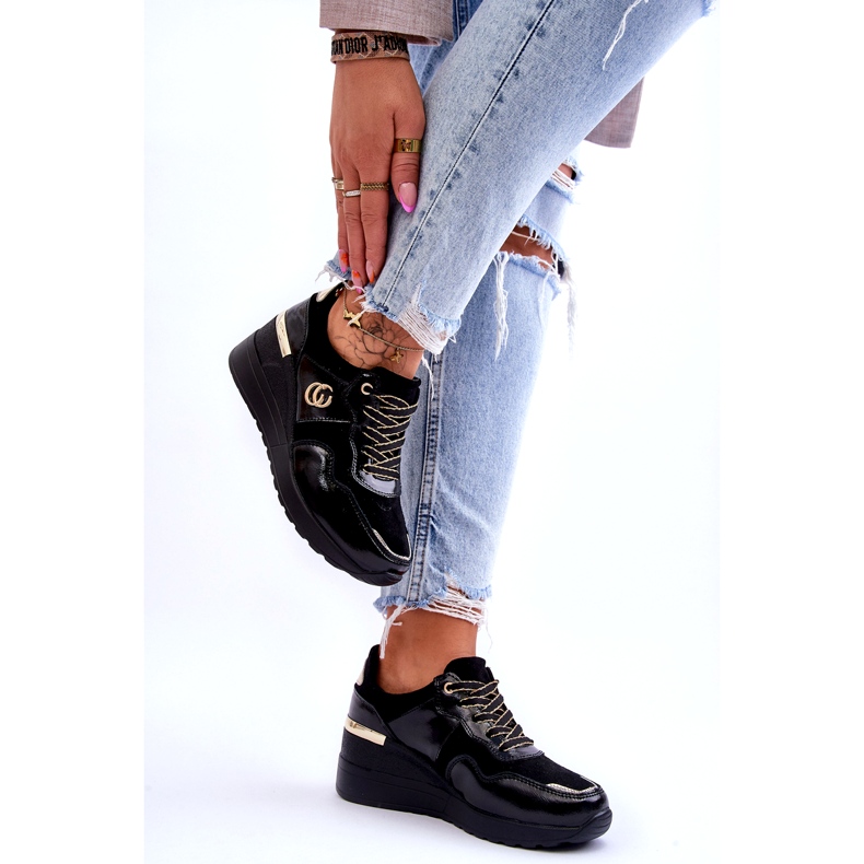 S.Barski Deportivas Mujer Piel Cuña Negras Rebeca negro 4