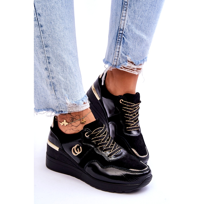 S.Barski Deportivas Mujer Piel Cuña Negras Rebeca negro 5