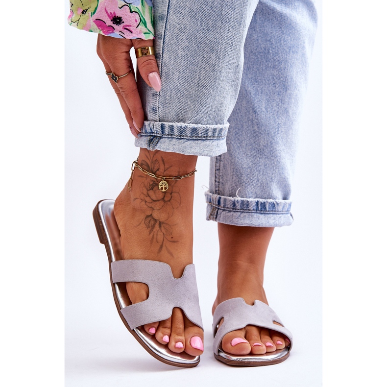 Pantuflas Clásicas Mujer Ante Gris Evana 2