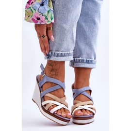Sandalias Cuña Rayas Azul Ellen 1