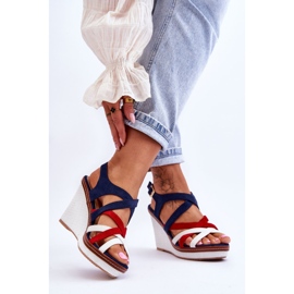 Sandalias Cuña Con Rayas Azul Marino Ellen multicolor 2