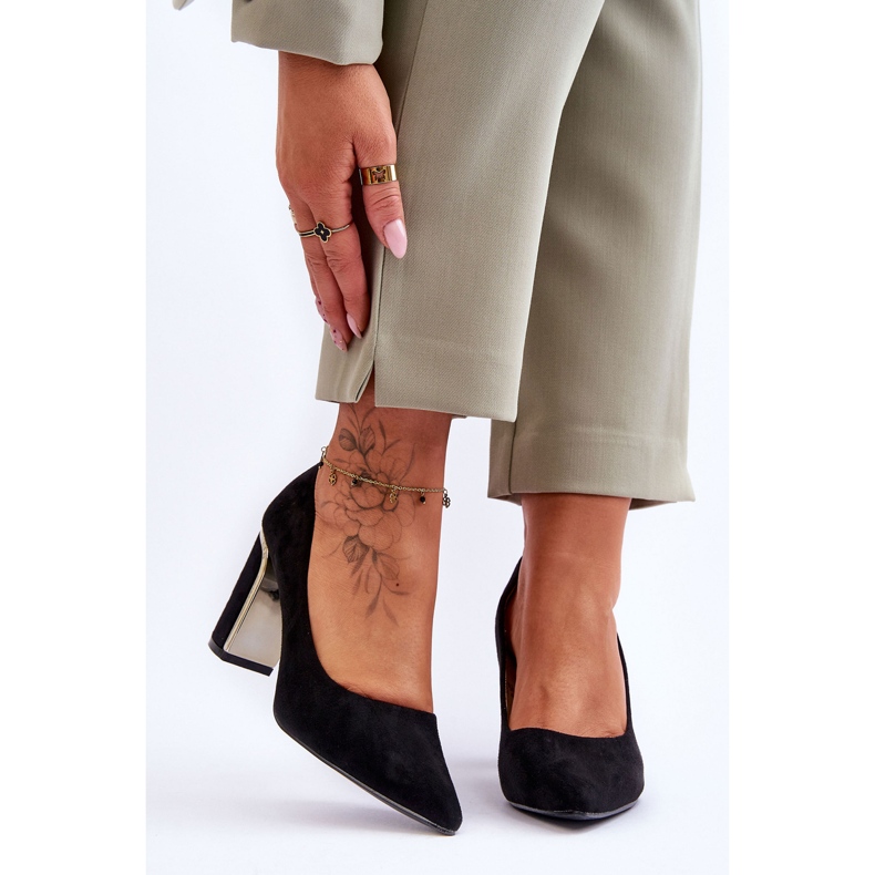 Salón Clásico Ante Tacón Negro Elizabeth 1