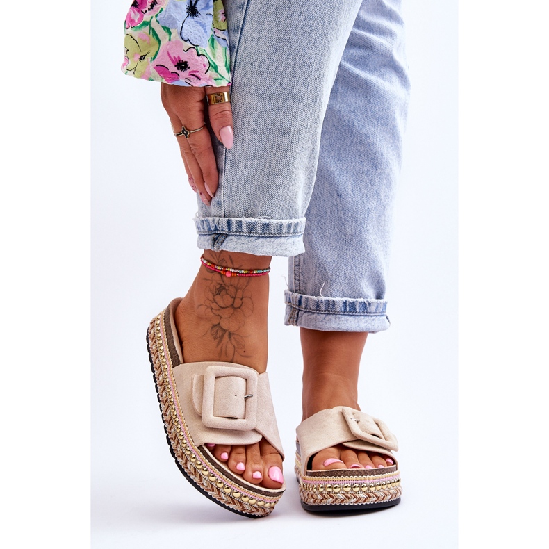 PS1 Sandalias De Mujer Con Plataforma Decorada Beige Joyce 1