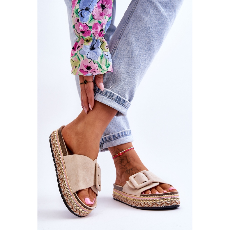 PS1 Sandalias De Mujer Con Plataforma Decorada Beige Joyce 2