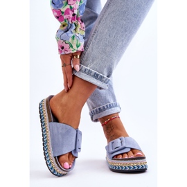 PS1 Pantuflas de mujer con plataforma adornada Joyce de color azul 2
