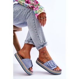 PS1 Pantuflas de mujer con plataforma adornada Joyce de color azul 6