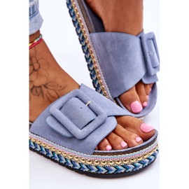 PS1 Pantuflas de mujer con plataforma adornada Joyce de color azul 5