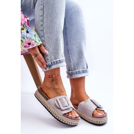 Sandalias De Mujer Con Plataforma Decorada Gris Joyce 5