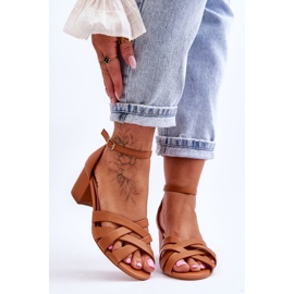 PS1 Sandalias Cómodas Tacón Bajo Camel Camelia marrón 1