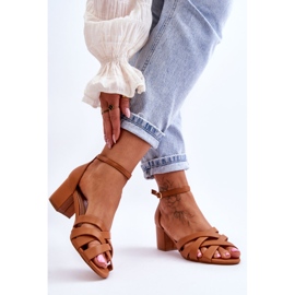 PS1 Sandalias Cómodas Tacón Bajo Camel Camelia marrón 2